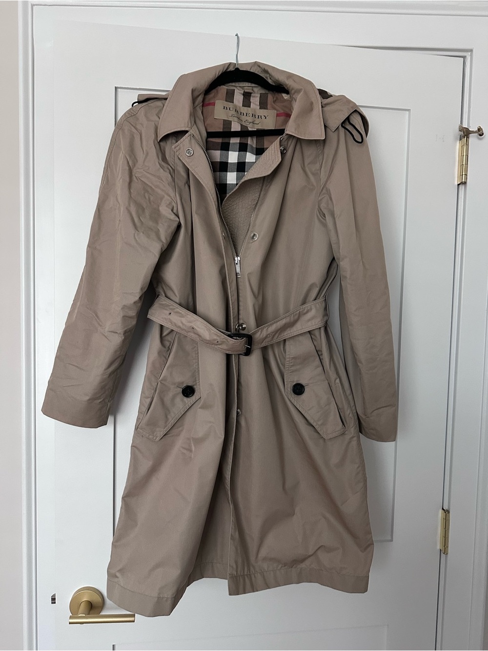 Burberry Tan Trench Coat with Signature Check Lining